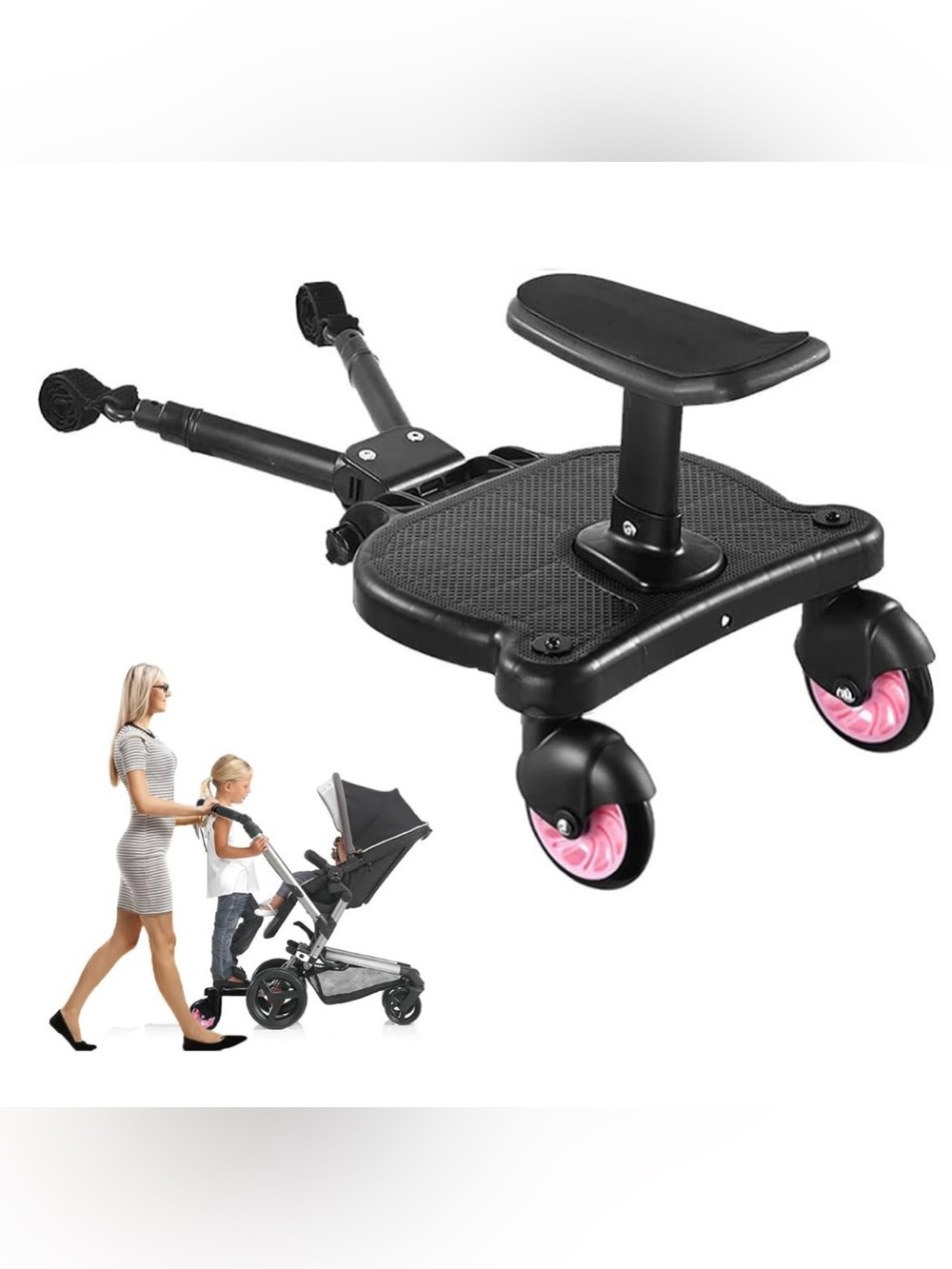Stroller Ride-On Board Second Child Seat Attachment Black – Lightly used